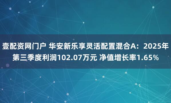 壹配资网门户 华安新乐享灵活配置混合A：2025年第三季度利润102.07万元 净值增长率1.65%
